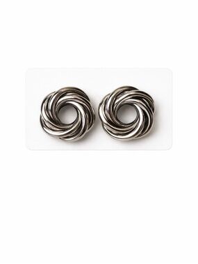 Silver Swirl Knot Earrings Chunky Multi Loop Statement Studs Modern Minimalist